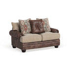 Causeuse 2 places traditionnelle en similicuir marron