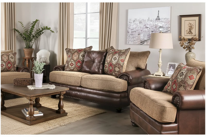 Dhirendra Traditional Brown Faux Leather Loveseat by Furniture of America