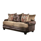 Causeuse 2 places traditionnelle en similicuir marron