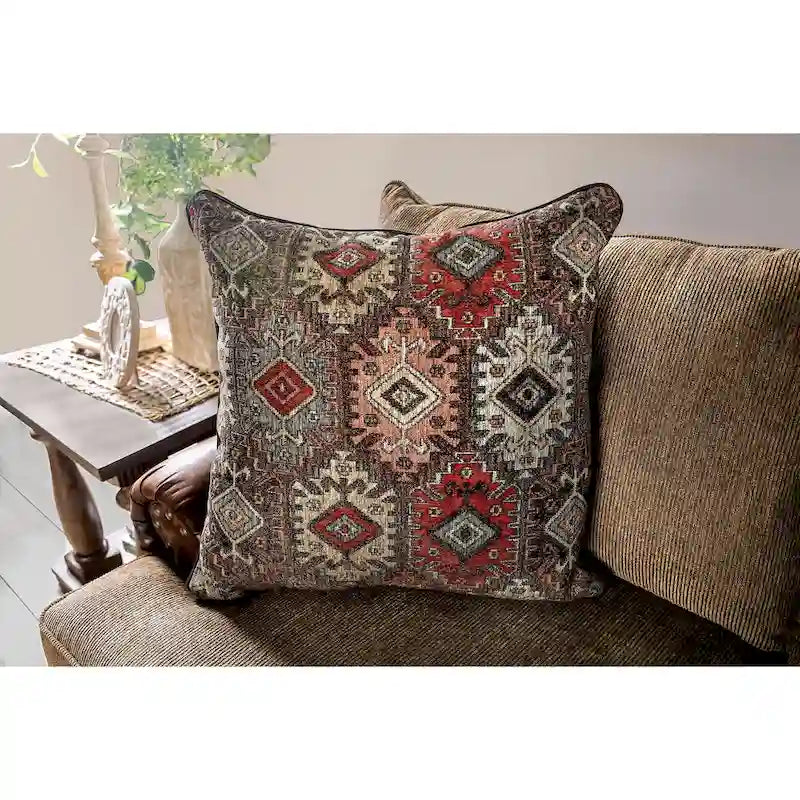 Causeuse 2 places traditionnelle en similicuir marron