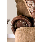 Causeuse 2 places traditionnelle en similicuir marron
