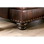 Causeuse 2 places traditionnelle en similicuir marron