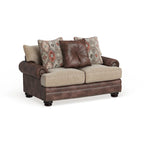 Causeuse 2 places traditionnelle en similicuir marron