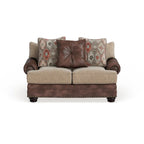 Causeuse 2 places traditionnelle en similicuir marron