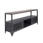 Meuble TV 178 cm, 2 étagères, 1 personne, noir sable/noyer foncé