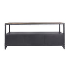 Meuble TV 178 cm, 2 étagères, 1 personne, noir sable/noyer foncé