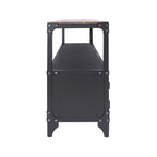 Meuble TV 178 cm, 2 étagères, 1 personne, noir sable/noyer foncé