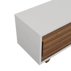 Meuble TV scandinave en blanc/noyer, 6 étagères, simple