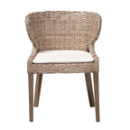 Chaise de salle à manger Bohème Grise en Rotin et Bois, Unitaire