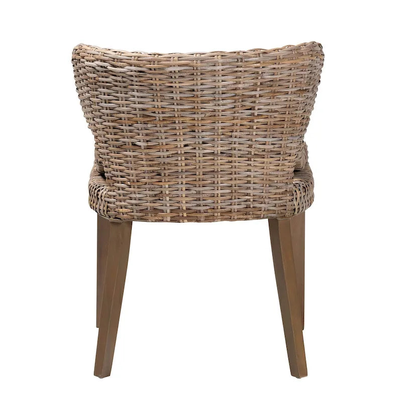 Chaise de salle à manger Bohème Grise en Rotin et Bois, Unitaire