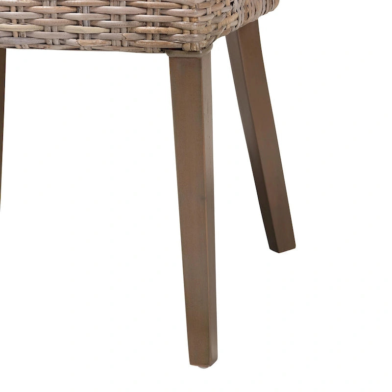 Chaise de salle à manger Bohème Grise en Rotin et Bois, Unitaire