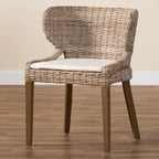 Chaise de salle à manger Bohème Grise en Rotin et Bois, Unitaire