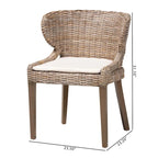 Chaise de salle à manger Bohème Grise en Rotin et Bois, Unitaire