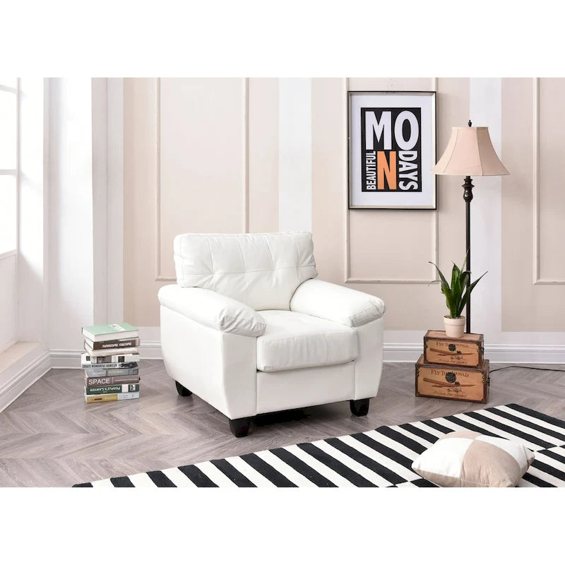 Fauteuil d'appoint en similicuir, blanc/noir/gris/cappuccino, une place