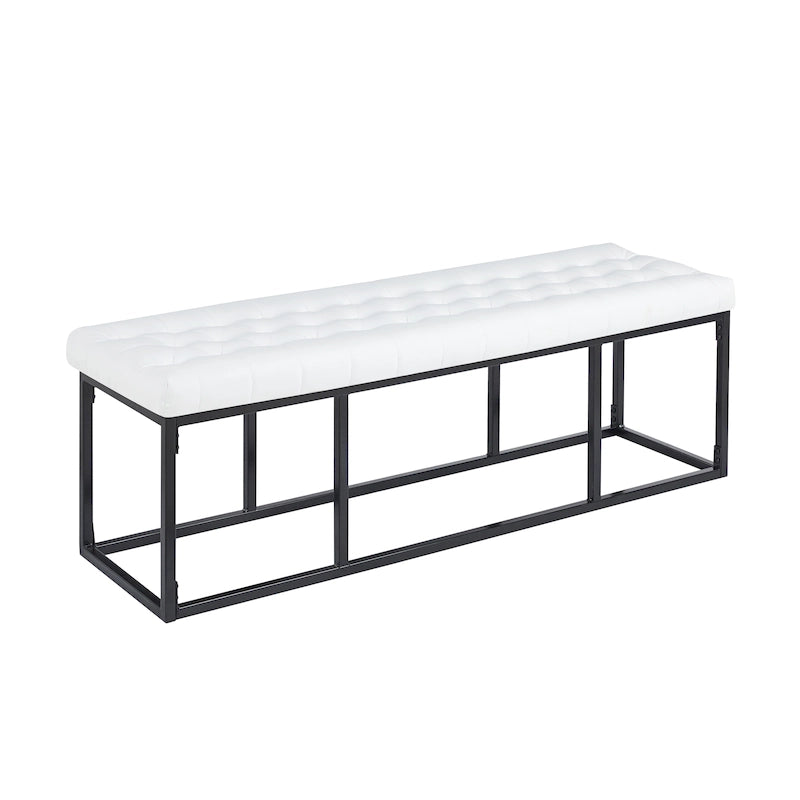 Banc d'appoint en similicuir capitonné blanc / marron / vert / noir avec structure en métal, 1 place