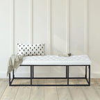 Banc d'appoint en similicuir capitonné blanc / marron / vert / noir avec structure en métal, 1 place