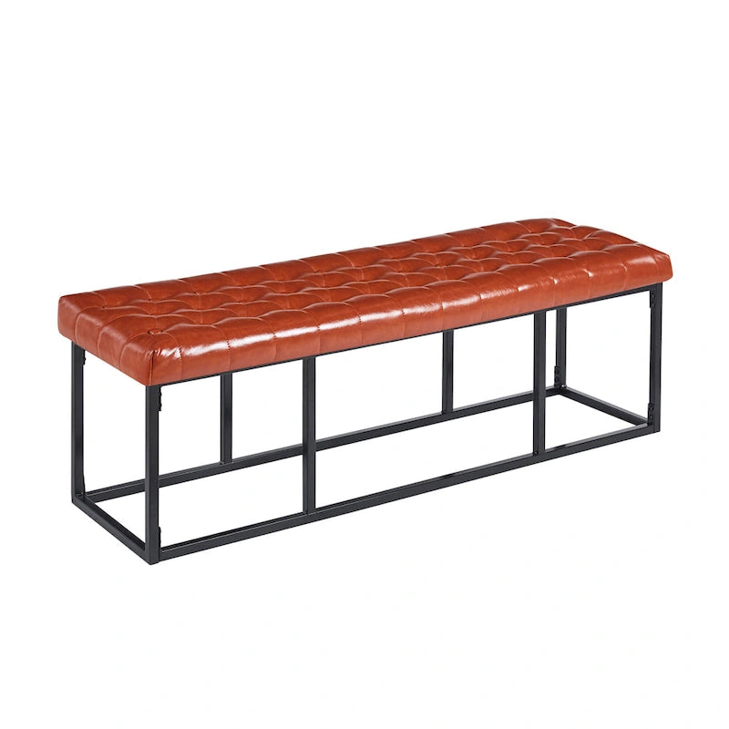 Banc d'appoint en similicuir capitonné blanc / marron / vert / noir avec structure en métal, 1 place