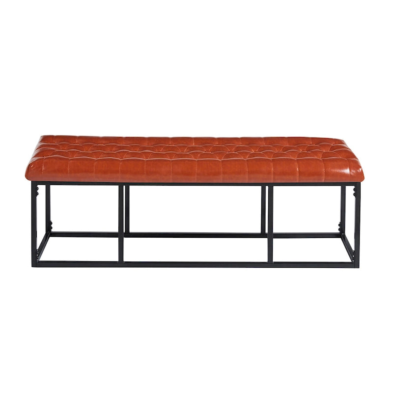 Banc d'appoint en similicuir capitonné blanc / marron / vert / noir avec structure en métal, 1 place