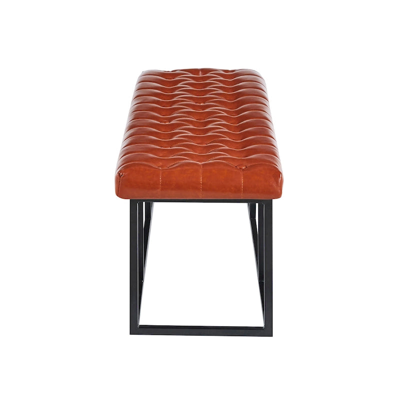 Banc d'appoint en similicuir capitonné blanc / marron / vert / noir avec structure en métal, 1 place