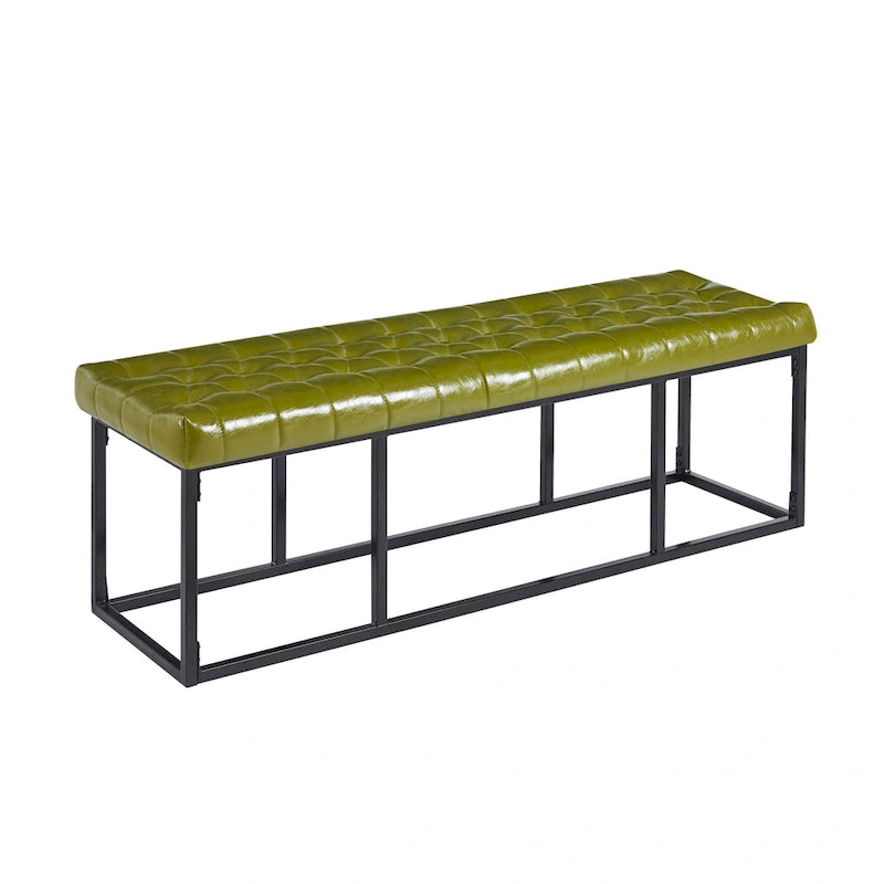 Banc d'appoint en similicuir capitonné blanc / marron / vert / noir avec structure en métal, 1 place