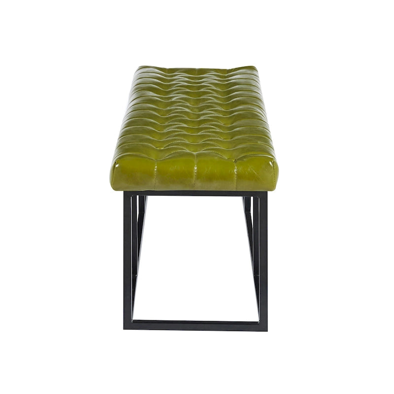 Banc d'appoint en similicuir capitonné blanc / marron / vert / noir avec structure en métal, 1 place