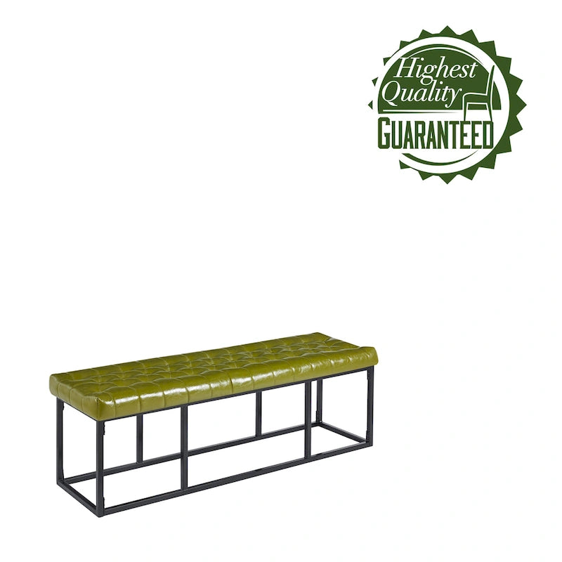 Banc d'appoint en similicuir capitonné blanc / marron / vert / noir avec structure en métal, 1 place