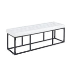 Banc d'appoint en similicuir capitonné blanc / marron / vert / noir avec structure en métal, 1 place