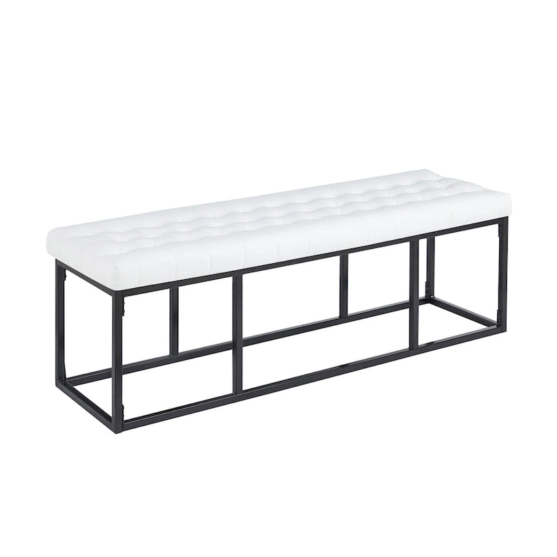 Banc d'appoint en similicuir capitonné blanc / marron / vert / noir avec structure en métal, 1 place