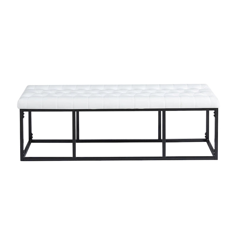 Banc d'appoint en similicuir capitonné blanc / marron / vert / noir avec structure en métal, 1 place