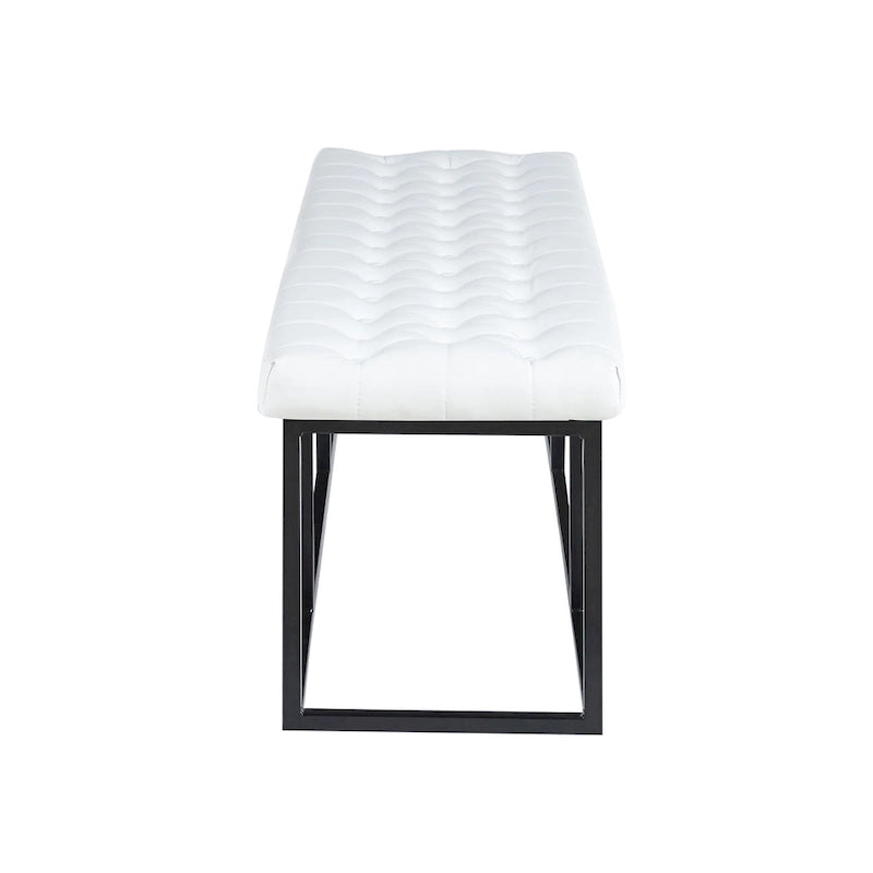 Banc d'appoint en similicuir capitonné blanc / marron / vert / noir avec structure en métal, 1 place