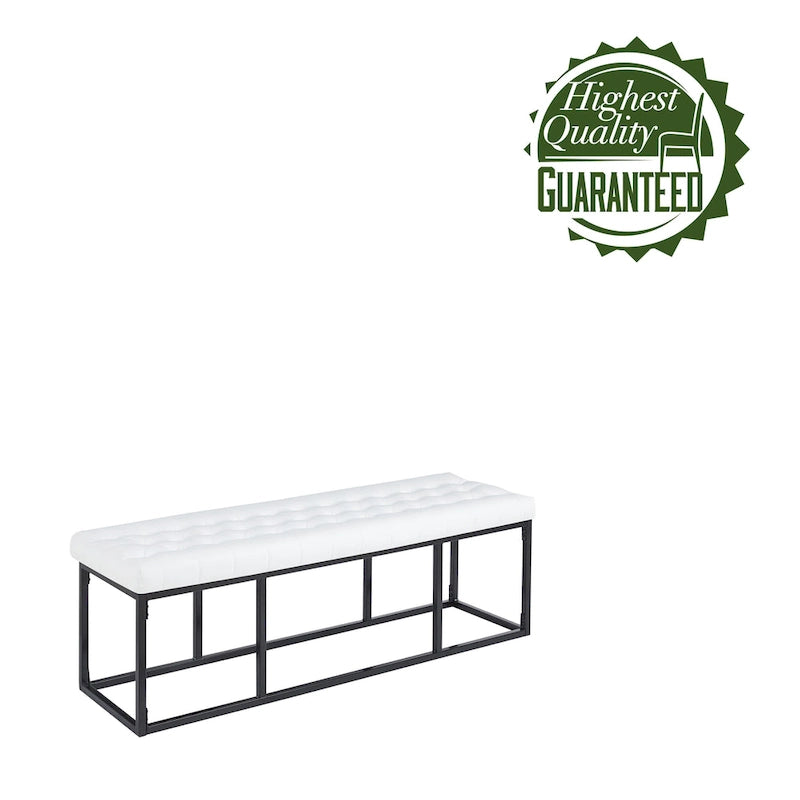 Banc d'appoint en similicuir capitonné blanc / marron / vert / noir avec structure en métal, 1 place