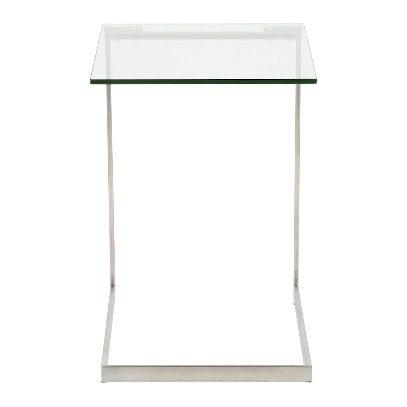 Table d'appoint en acier inoxydable/noir, verre transparent