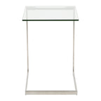 Table d'appoint en acier inoxydable/noir, verre transparent