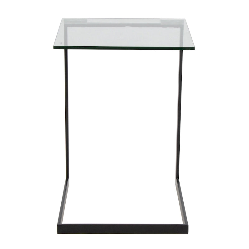 Table d'appoint en acier inoxydable/noir, verre transparent