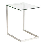 Table d'appoint en acier inoxydable/noir, verre transparent