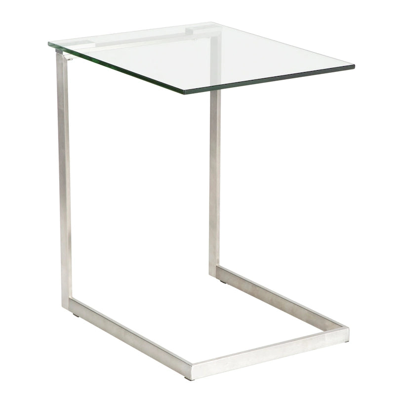 Table d'appoint en acier inoxydable/noir, verre transparent