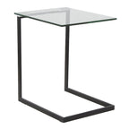 Table d'appoint en acier inoxydable/noir, verre transparent