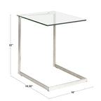 Table d'appoint en acier inoxydable/noir, verre transparent