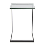 Table d'appoint en acier inoxydable/noir, verre transparent