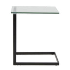 Table d'appoint en acier inoxydable/noir, verre transparent