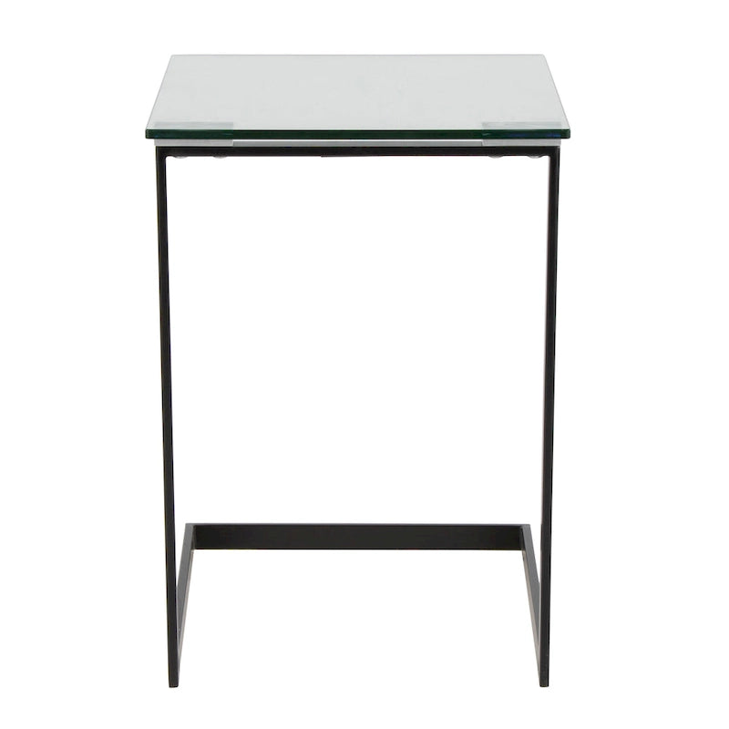 Table d'appoint en acier inoxydable/noir, verre transparent