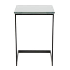 Table d'appoint en acier inoxydable/noir, verre transparent