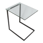 Table d'appoint en acier inoxydable/noir, verre transparent