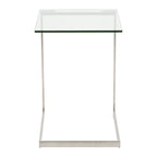 Table d'appoint en acier inoxydable/noir, verre transparent