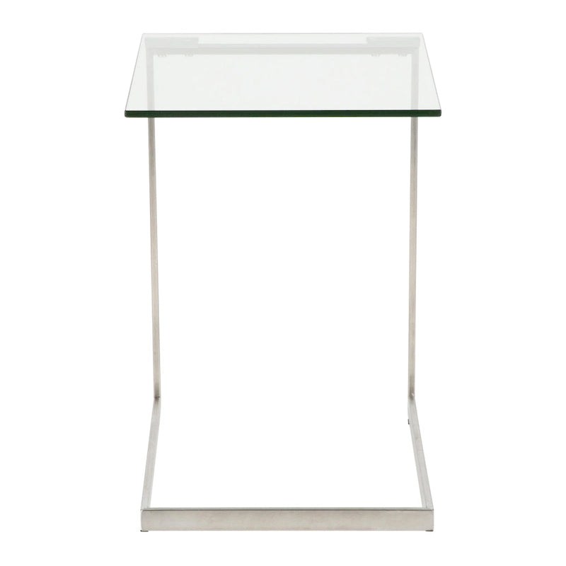 Table d'appoint en acier inoxydable/noir, verre transparent