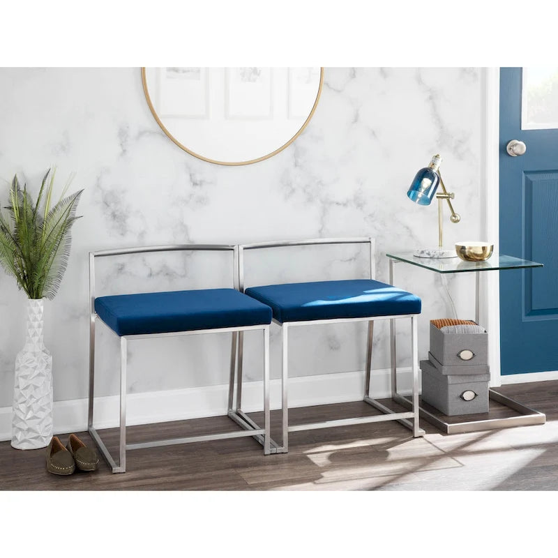 Table d'appoint en acier inoxydable/noir, verre transparent