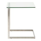 Table d'appoint en acier inoxydable/noir, verre transparent