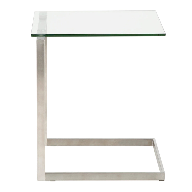 Table d'appoint en acier inoxydable/noir, verre transparent