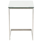 Table d'appoint en acier inoxydable/noir, verre transparent