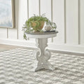 Table d'appoint à piédestal, avec volutes, ronde, blanc antique / bisque vieilli, 1 pièce